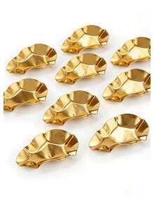 Bộ 6/12 đĩa thép không gỉ dùng đựng hàu, ốc sên, sò điệp, hấp hàu, đĩa nướng BBQ nhà hàng, đĩa gia vị nước tương, xẻng xúc nồi kiểu Hàn Quốc, khay muỗng canh, khay đựng gia vị gia dụng hình bướm. - Vàng - Xem 7