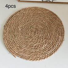 1/4/6pcs Woven Placemats, 12-Inch Round Rattan Placemats, Handmade Natural Woven Placemats, Heat Insulation Mats For Tea Cups, Non-Slip Kitchen Japanese Style Mats, Round Woven American Style Tea Tray Coasters For Tea Sets, Farmhouse Style Woven Placemats, Country Willow Woven Placemats, Perfect For Bohemian Style Dining | Ideal For Restaurants, Parties, Weddings, Home Decor, Christmas Decorations - View 14