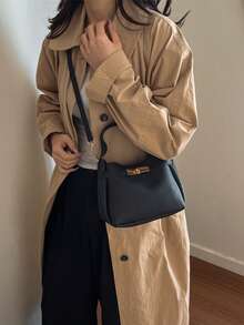 High-Quality Retro Large Capacity Letter Fashion Casual Versatile Shoulder Crossbody Bag - Black - View 4