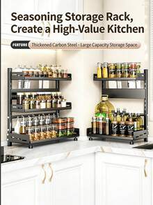 1 pieza Estante para condimentos sin agujeros, soporte multifuncional para utensilios de cocina con estante para palillos y cuchillos, accesorios de cocina, estante de almacenamiento de cocina - Multicolor - Ver 3