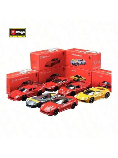 Burago 法拉利仿真1:64比例汽车模型SF90 488GTB LAFERARI指尖模型迷你小型跑车收藏小型汽车模型摆件