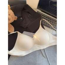 Sujetador Push-Up Redondo Sin Costuras para Mujer, Color Sólido, Cómodo, Transpirable, Lencería, Ropa Interior, Tops Modernos - Champán blanco - Ver 11