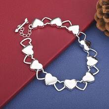 925 Sterling Silver Plated Exquisite Heart-Shaped Arrow Bracelet, Stylish Women's Party And Wedding Accessory Jewelry - Silver - View 1