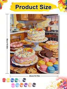 Colorful Cakes And Desserts Kitchen Scene DIY Oil Painting By Numbers Canvas Painting Crafts Adult Home Decoration 40x50cm/16x20inch Holiday Gifts - 40*50cm - View 2