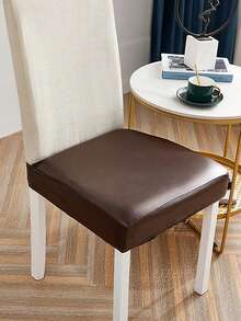 1 pieza Funda protectora impermeable para silla de comedor, funda de silla de cuero PU elástica, extraíble y lavable, suave y elástica, adecuada para sillas de cocina y asientos traseros - Multicolor - Ver 2
