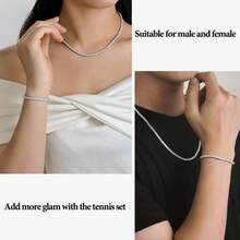 Moissanite Tennis Necklace D Color VVS S925 Silver With GRA Certificate Unisex Jewelry - 黃色 - 查看 3