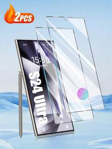 2片装曲面钢化玻璃屏幕保护膜，兼容三星Galaxy S21/S22/S23/S23 Ultra/S24 Ultra/S24 FE/S25/S25plus/S25 Ultra/S26/S26plus/S26 Ultra，防刮、防震、防水 - 無色 - 查看 23