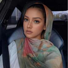 Watercolour Floral Printed Hijab Scarf For Women Soft Modal Cotton Instant Hijab Head Wraps Shawls Long Scarves - Nhiều màu - Xem 5