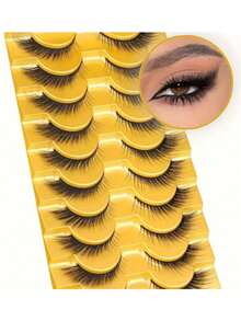 10对迷人芒果眼假睫毛，3D立体全长眼尾延长，三维浓密卷翘拉长眼型，瞬间提升眼妆效果，放大双眼。 - 查看 4