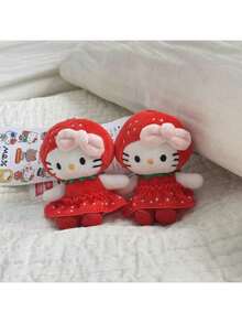 SANRIO Strawberry Plush Doll, Strawberry KT Bag Charm, Plush Doll Keychain, Birthday Gift - Red - View 3
