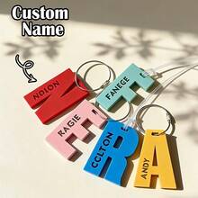 Personalized Acrylic Keychain Laser Cut Hollow Name Tag Pendant Backpack Charm Customized Letter Plate Luggage Tag - A - Nameplate With Initials Of the Iron Ring - View 6