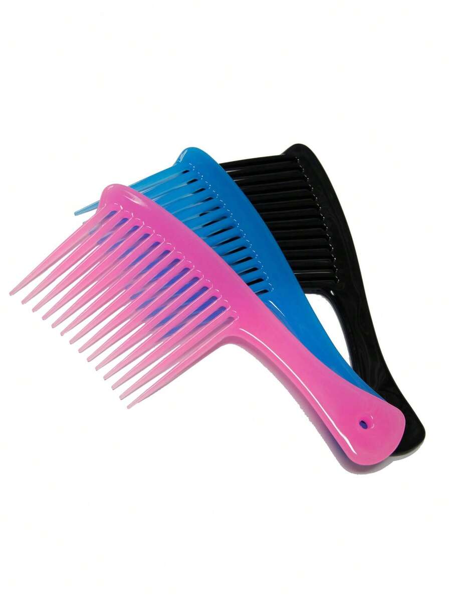 1/3支装大号发梳，蓬松卷发梳，不粘发梳，宽齿梳，适合所有发质，尤其适合浓密、直发和卷发。 - 彩色 - 查看 1