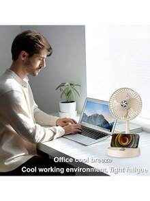 3-Speed Adjustable Foldable Quiet USB Rechargeable Desk Wireless Fan, USB Powered Version Without Gear (2 Options) - Portable Electric Fan Suitable For Kitchen, Outdoor Camping, Dorm, Office, Air Circulator,Outdoor,Garden,Travel Essentials,Portable Essentials,Beach Essentials,Graduation Season,Commencement,Graduation Ceremony,Graduation Gift,Graduation Present,Graduation Gift,Graduation Present,Congrats Grad,Congratulations Graduate,Valedictorian,Finish School,Graduation Party,Outdoor Essentials,Travel Portable,Hiking Essentials,Camping Essentials,Portable Tools,Summer Essentails,Summer Portable - A-White - View 8