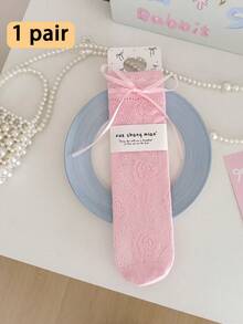 1双女士小腿袜（无硬纸板），薄款芭蕾舞风格交叉蝴蝶结小腿袜，适合春夏穿着，可搭配裙子等多种服饰。 - 彩色 - 查看 15