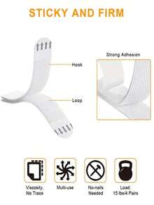 12 pares (24 piezas) Ganchos pesados para colgar cuadros, tiras adhesivas extraíbles, ganchos para pared sin daños, solución de colgado autoadhesiva para el hogar y la oficina - A - Ver 5