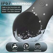 Silicone Electric Facial Cleansing Brush With 6 Speeds, Waterproof - Black - View 10