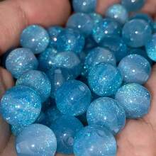 50颗8/10毫米鲜艳彩色珠子 - 合成树脂圆珠，带有星空般闪亮效果，适合制作珠宝、手链、项链 - 母亲节DIY手工材料，珠宝制作珠子 - 彩色 - 查看 9