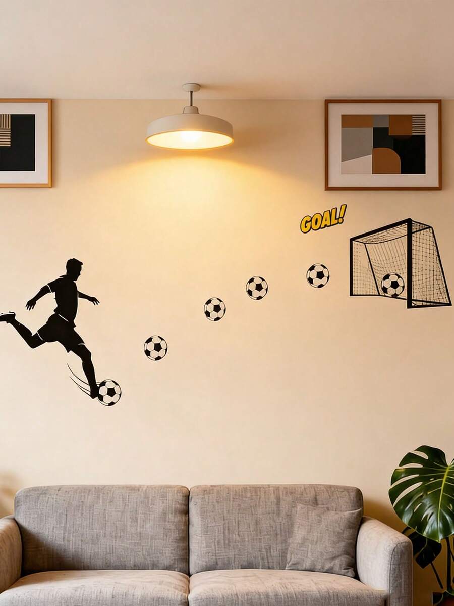 1 pezzo Adesivo da parete sagoma di calcio - Questi adesivi da parete personalizzabili a tema calcio sono perfetti per decorare porte, finestre, camere da letto, uffici, frigoriferi e caffè. Sono la scelta ideale per celebrazioni dei Mondiali, feste di calcio e eventi a tema. - Taglia unica per tutti - Visualizzare 1