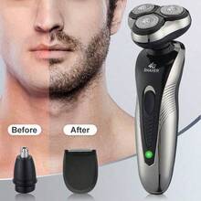 3-Head Rotary Electric Shaver, USB Rechargeable, Multi-Function (Trim Beard/Nose Hair), Ideal Gift For Men, 300mAh Battery Capacity - Multicolor - View 7