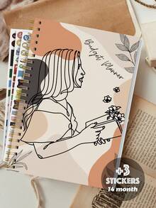 Trees Quick Budget Planner Notebook With Stickers, 116 Pages, A5 Portable Monthly Bill Payment Checklists With Spending Chart & Transparent Pockets, For Home School Office Supplies, Gifts For Friends - Cartoon Version - View 1