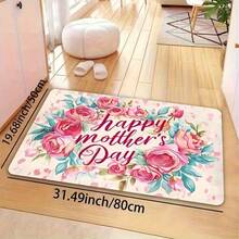 1件母亲节粉色花卉图案浴室地毯，也可作厨房垫、客厅地毯、卧室地毯、室内门垫、可水洗入口垫、装饰地毯，适合派对装饰，提升家居格调，增添节日魅力，提升幸福感，家居装饰 - 彩色 - 查看 5