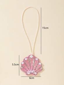1件手工串珠贝壳波西米亚风装饰吊坠，适合女士手提包，适合海滩度假，可爱度假必备包包配件 - 粉色 - 查看 5