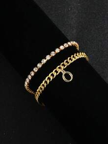 Hip Hop Initial Anklet For Women, Stackable Crystal Tennis Chain Foot Jewelry Gift - Custom Lettering Anklet - View 24