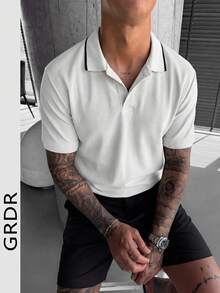 GRDR Camisa polo de manga corta casual y elegante para hombre, de verano - Blanco - Ver 2