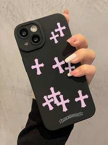 哥特风黑色英文耶稣十字架极简防震TPU手机壳，兼容 17、16、15、14、13、12、11 Pro Max、Air及系列，国际版，非国内版 - 彩色 - 查看 2