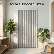 Cortina plegable sin taladro, adecuada para dormitorio, balcón, entrada y talla grande escenarios, flexible para crear un espacio privado. Material suave, fácil de abrir y cerrar, ahorra espacio y es práctico. Una opción conveniente para lograr una partición sencilla y optimizar la distribución del hogar. - 1 pieza beige - Ver 8