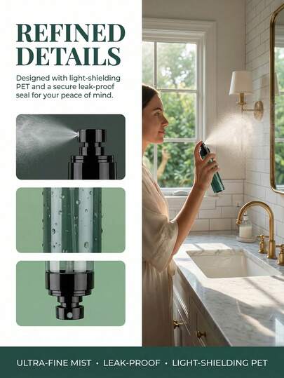 زجاجة رش رذاذ متطورة 100مل | رذاذ كحولي متعدد الوظائف، مناسب للتنظيف والمكياج والعناية الخفيفة باللون البيج - قابلة لإعادة التعبئة، دقيقة للغاية، بدلة عالية الجودة، مصنوعة من مواد بلاستيكية