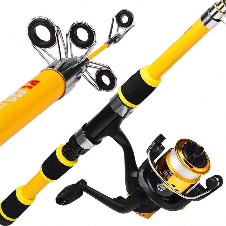Ensemble de cannes à pêche, canne à lancer longue distance, combo moulinet et canne à pêche, convient aux débutants pour la pêche en mer, canne à pêche ultra-légère et pliable - 1,5 m/1,8 m, en fibre de verre durable, facile à transporter, convient pour la pêche à la mouche, le meilleur choix pour les passionnés de pêche - Multicolore - Voir 1