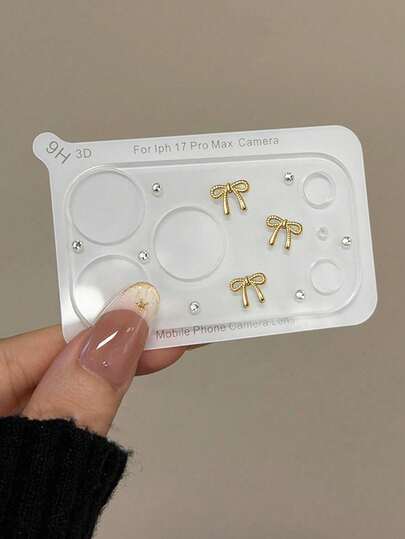 Cute 3D Bowknot Rhinestone Clear Camera Lens Protector Compatible With IPhone 17 ProMax 17Pro Glass Lens Protection Film