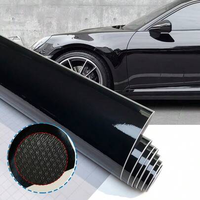 Màng bọc vinyl không bọt màu đen bóng, decal PET, phụ kiện trang trí nội ngoại thất xe hơi.