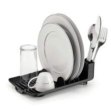 DASPLAST Escorredor de Louça Compacto p/ 4 Pratos Cozinha Porta Talheres e Copos Completo com Bica de Agua - Preto - Visão 6