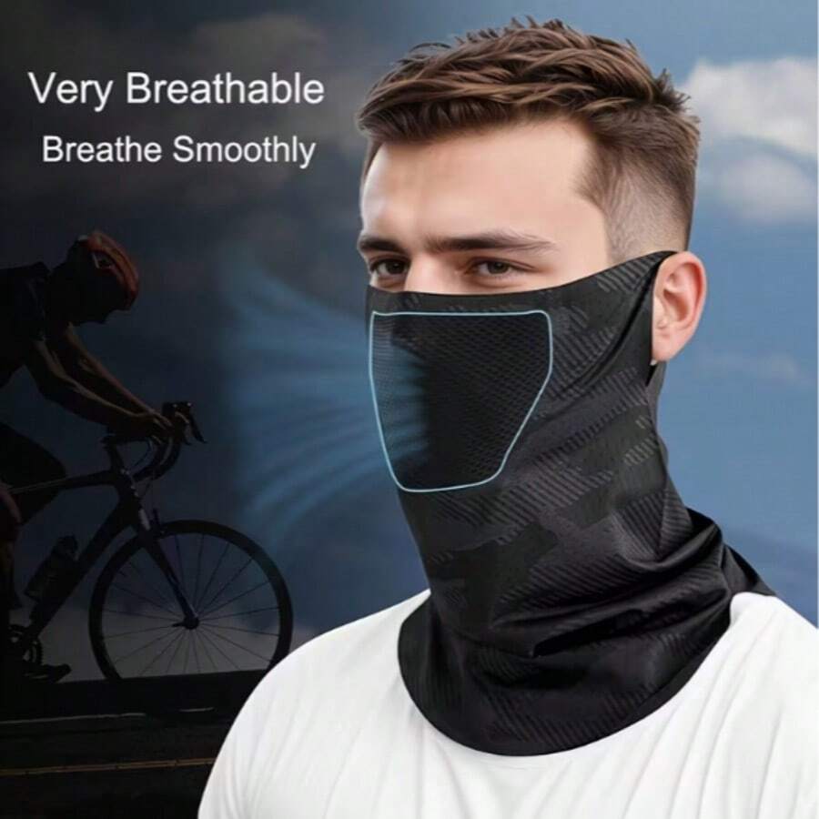 1pc Unisex Outdoor Cycling, Travel, Fishing Ice Silk Sunscreen Face Mask, Full Face & Neck Cover, Sports Sun Protection Bandana
