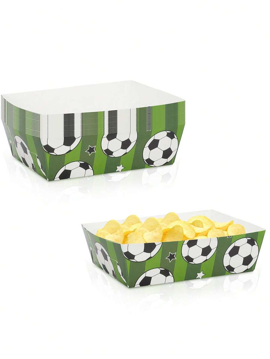 10/20/30pcs Football Party Food Trays, Football Birthday Party Supplies, Football Party Favors, Football Paper Plates, Football Food Boats For Football Theme Birthday Party Decoration - Type a - View 1