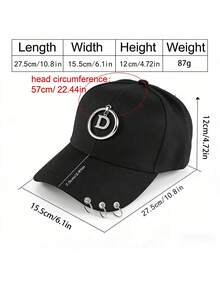朋克酷炫金属D形环棒球帽街头风遮阳帽男女通用 - 黑色 - 查看 4