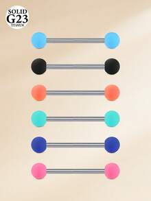 6 chiếc khuyên núm vú phát sáng trong bóng tối, khuyên lưỡi, khuyên xỏ núm vú, khuyên tai bằng hợp kim titan 14G, khuyên thẳng, trang sức xỏ khuyên 12mm, 14mm, 16mm, 18mm - Nhiều màu - Xem 11