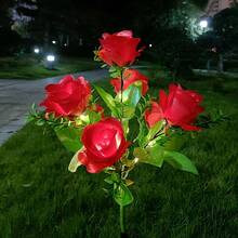 1/2/4PCS 7 Heads Solar Rose Flower Lights, Outdoor Garden Decoration, Ground Plug Lawn Lights, LED Simulation Flower Lights, Solar Decorative Lights For Patio, Yard, Landscape, Pathway, Lawn, Sidewalks(Pink, White, Blue, Yellow, Red, Purple) - 7 Large Royal Roses - View 22