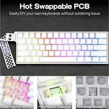 AULA Mini60 HE PRO 无线霍尔效应游戏键盘，8K轮询率，RGB背光，热插拔磁吸式键盘，触发键程可调，4000mAh电池，支持SOCD和DKS，静音 - 查看 10