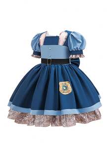 小女孩动物城蓝色兔子派对服装公主裙，适合角色扮演和派对 - 藍色 - 查看 5