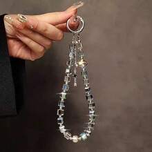 1pc Luxury Crystal Beaded Wrist Phone Lanyard, Keychain, Bag Pendant, Ideal Gift For Friends And Family - Multicolor - View 1