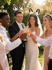 Personalized Wedding Party Decorations, Custom Face Cutouts, Suitable For Wedding Party Photo Props And Decorations, Personalized Photo Headbands, Custom Wedding Hat Headbands, Party Decorations, Bridal Shower Gifts - Multicolor - View 3