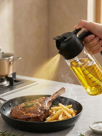 1 Bình đựng dầu PP không vỡ, thiết kế họa tiết ô liu đặc biệt, bình xịt kiêm rót đa năng với vạch chia chính xác, bình xịt dầu nướng di động tiện dụng cho cắm trại, nướng thịt và dã ngoại ngoài trời. 2 trong 1, điều khiển chính xác, chống rò rỉ, tay cầm tiện dụng