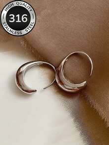 1 par de pendientes minimalistas modernos con forma de arco abierto, de acero inoxidable 316 chapado en oro de 18 quilates, diseño de arco elegante y versátil, adecuado para el uso diario y salidas - Pendientes curvos - Ver 8