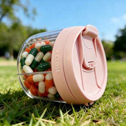 กล่องเก็บยาแบบพกพา, กล่องเก็บยาสำหรับผู้สูงอายุ, เหมาะสำหรับวิตามิน, น้ำมันปลา, อาหารเสริมฟิตเนส, เหมาะสำหรับการเดินทางกับครอบครัว, เดินป่า, ตั้งแคมป์ และพกพา, พร้อมช่องเปิดขนาดใหญ่เพื่อให้เข้าถึงได้ง่าย