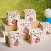 6/12个卡通生日惊喜礼盒，饰有水豚图案。内盒可放置独立首饰盒、小蛋糕和其他小礼物。每个盒子都包含一个幸运问号和卡通人脸图案，内含派对礼物、节日惊喜活动、寻宝游戏和抽奖奖品。采用坚固的纸板材质，主题独特。注意：此为空盒，不含任何礼物。 - 查看 3