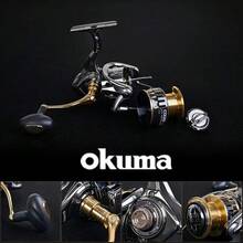 OKUMA Sea Fishing Spinning Wheel Fishing Reel 13+1BB Power Spinning Wheel Fishing Coil Metal Rocker Arm Wire Cup Shallow Spool Suitable For All Waters - Black - View 7