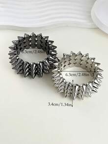 LADYCOCO 2pcs Punk Style Rivet Spiked Bracelet, Unisex Gold Personalized Rivet Bangle, Suitable For Daily Wear, Party, Music Festival - Multicolor - View 4